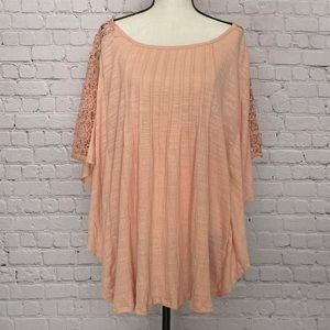 NWT Lane Bryant Peach Crochet Batsleeve Top